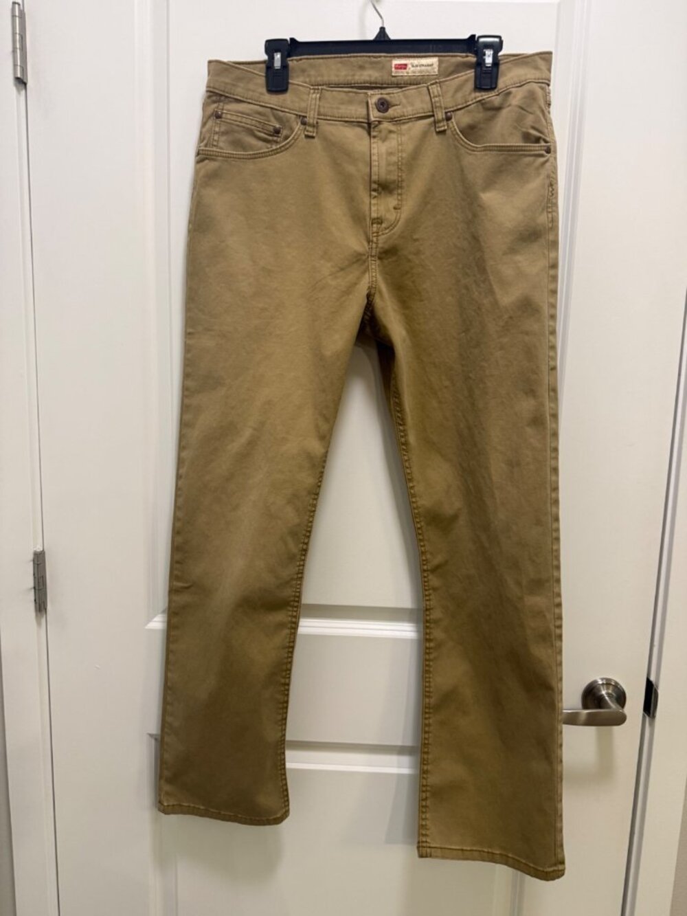 Wrangler Men's Tan Slim Straight Stretch Jeans Sz 34x32